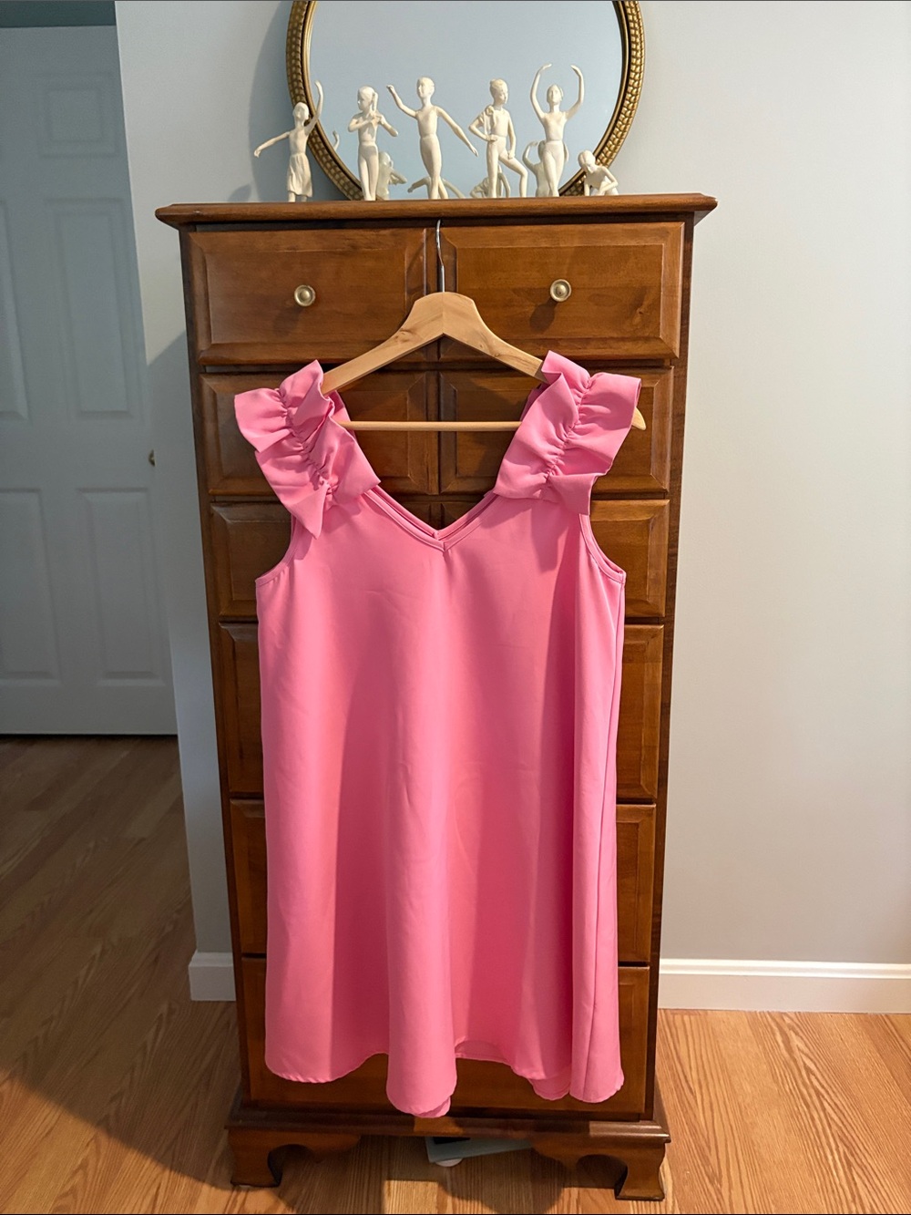 Mud Pie Pink Ruffle Shoulder Chemise